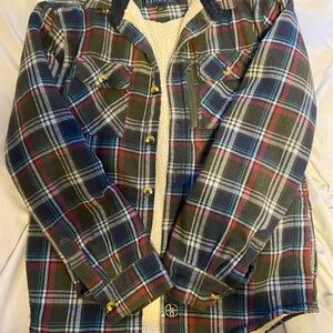 Plaid Flannel Jacket with Sherpa Lining